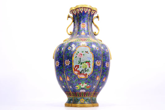 A Gorgeous Cloisonne 'Scrolling Lotus' Ruyi-Handled Vase