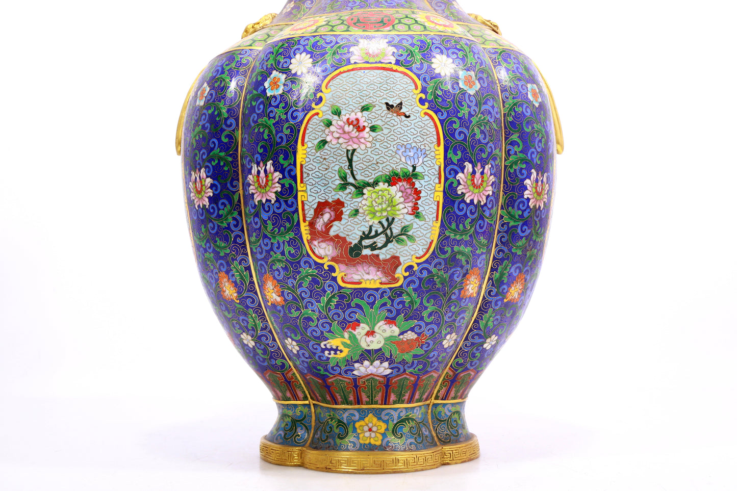 A Gorgeous Cloisonne 'Scrolling Lotus' Ruyi-Handled Vase