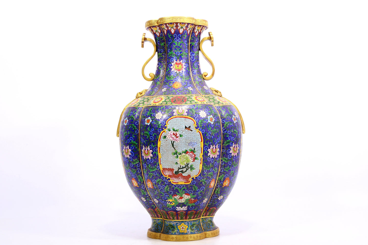 A Gorgeous Cloisonne 'Scrolling Lotus' Ruyi-Handled Vase