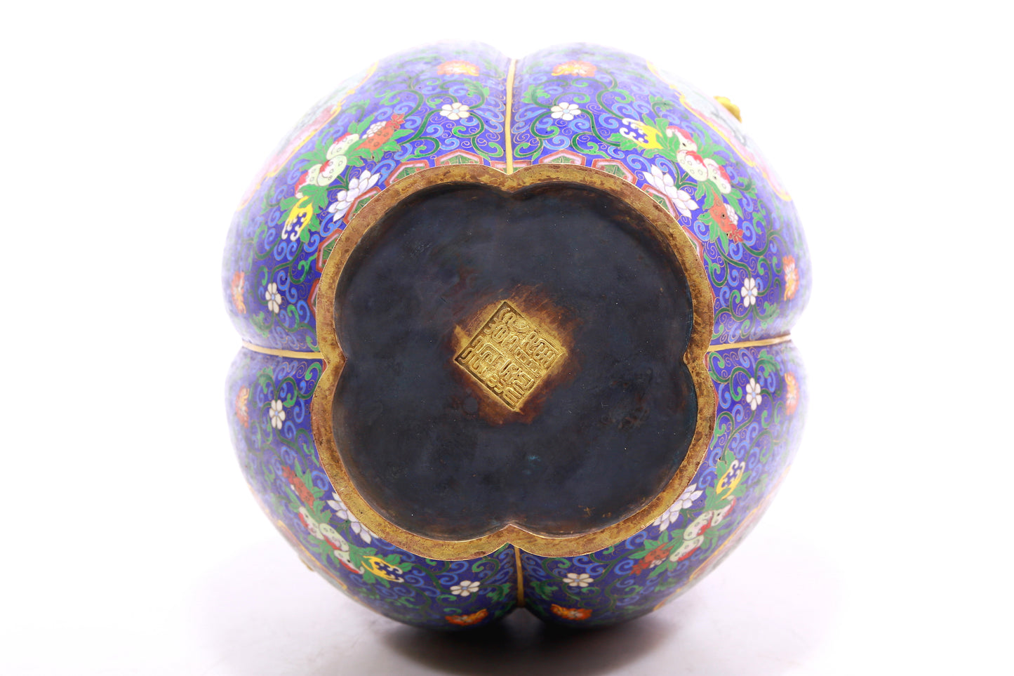 A Gorgeous Cloisonne 'Scrolling Lotus' Ruyi-Handled Vase