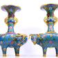 Pair of cloisonné goat-shaped bottles