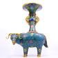 Pair of cloisonné goat-shaped bottles