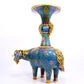 Pair of cloisonné goat-shaped bottles