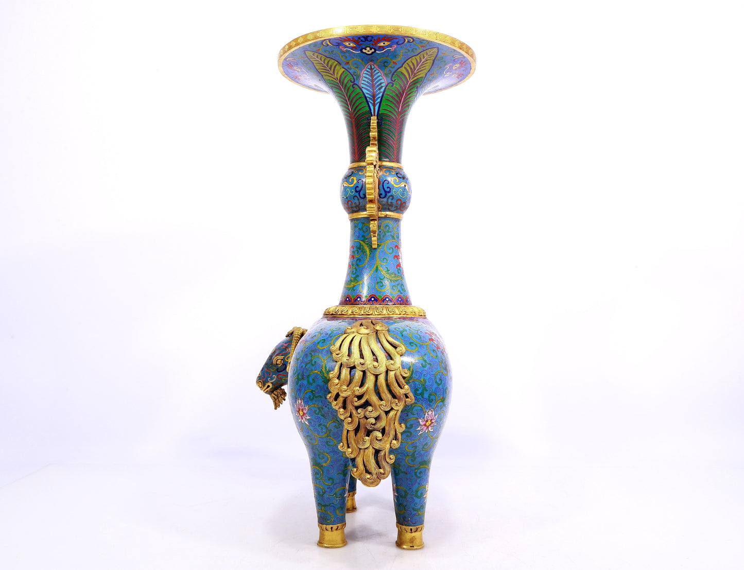 Pair of cloisonné goat-shaped bottles