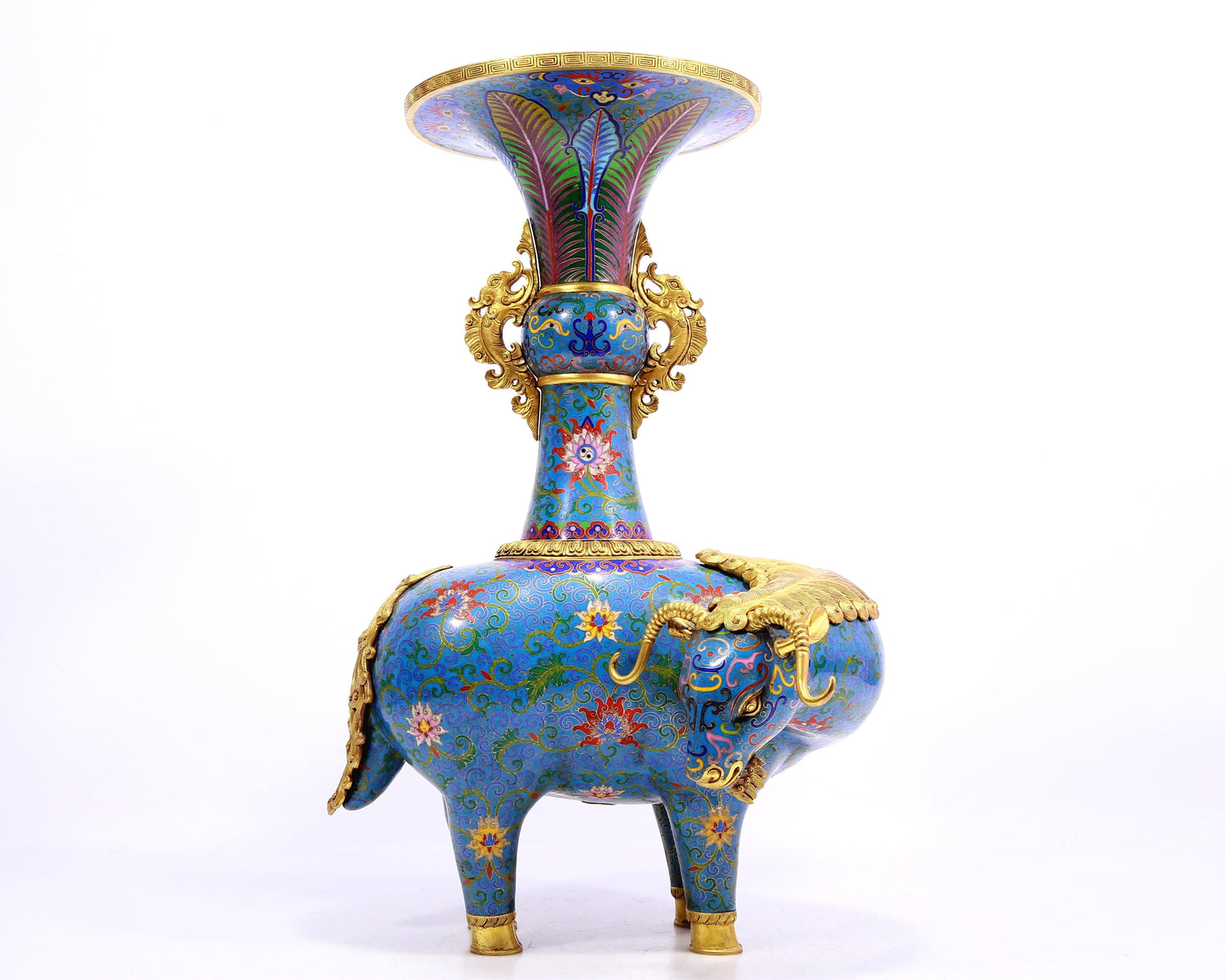 Pair of cloisonné goat-shaped bottles