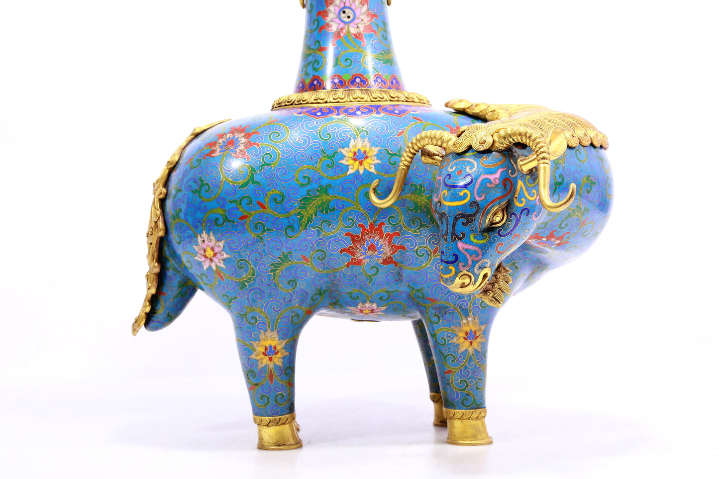 Pair of cloisonné goat-shaped bottles