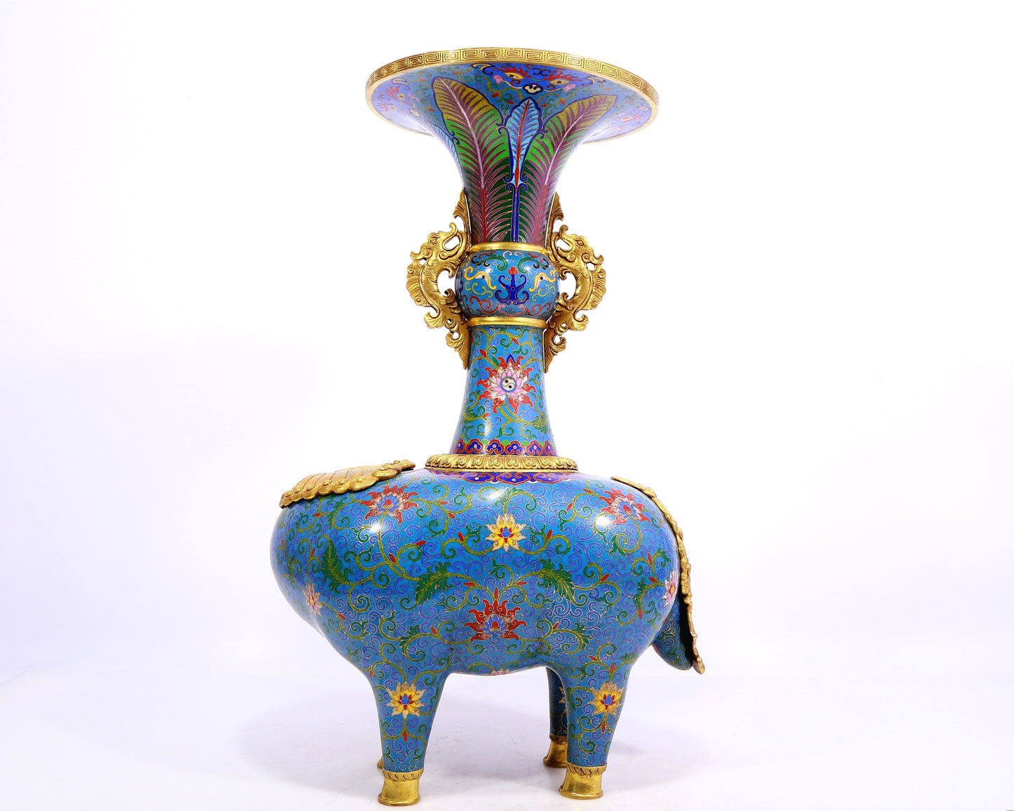 Pair of cloisonné goat-shaped bottles