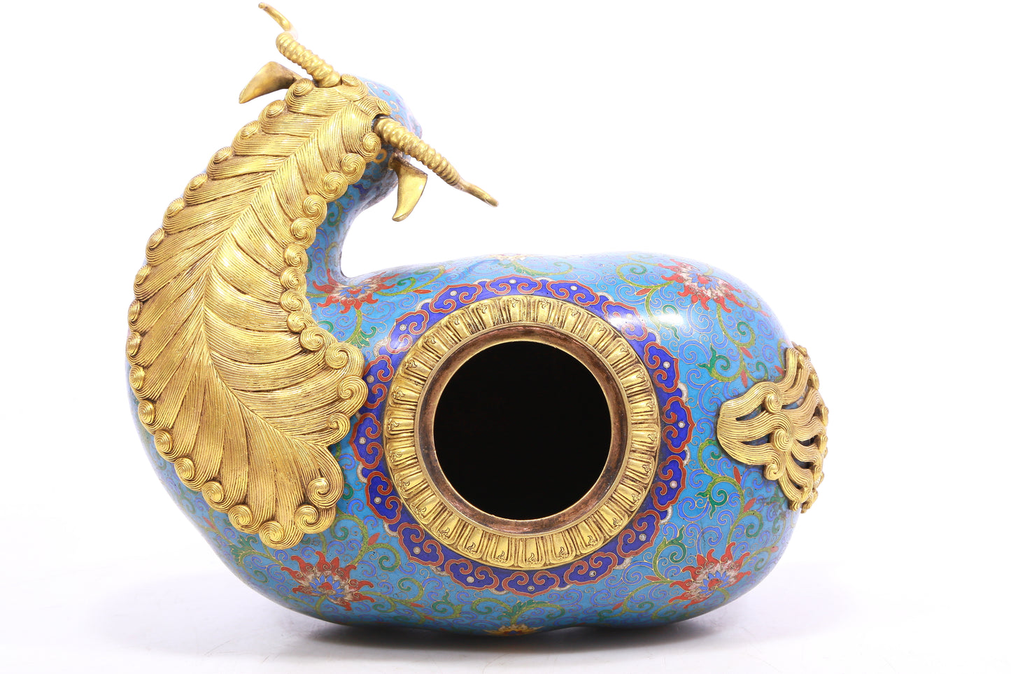 Pair of cloisonné goat-shaped bottles