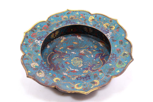 A Gorgeous Cloisonne 'Dragon& Flower' Basin