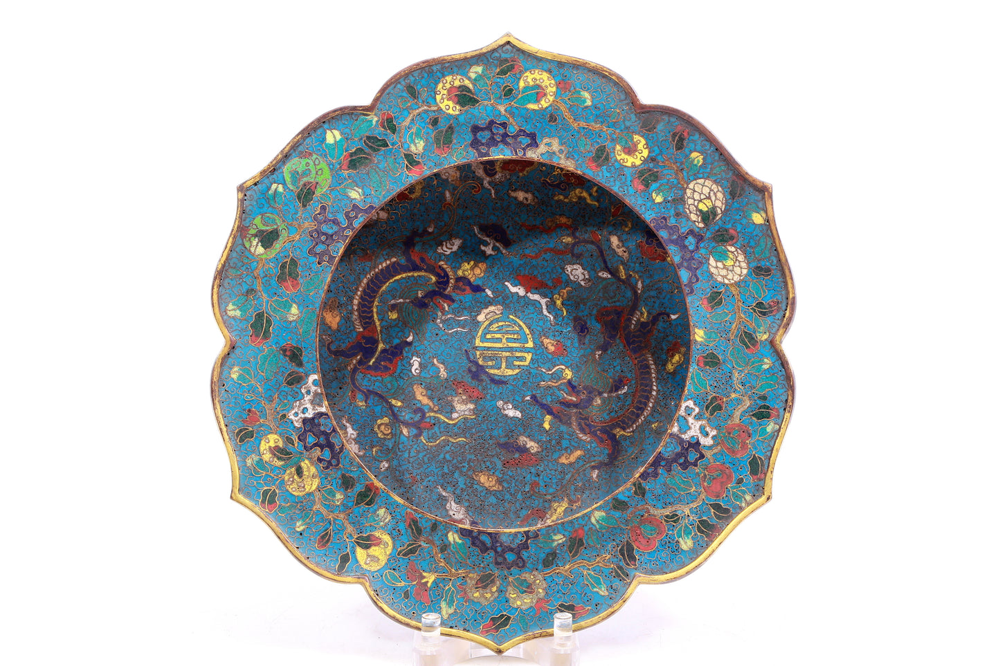 A Gorgeous Cloisonne 'Dragon& Flower' Basin