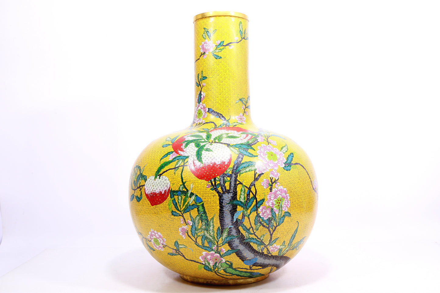 A cloisonné peach pattern bottle