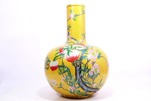 A cloisonné peach pattern bottle