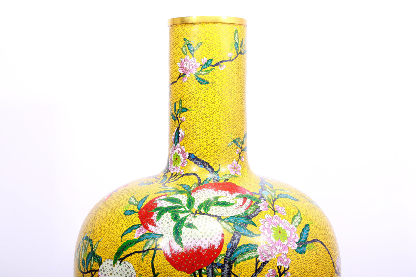 A cloisonné peach pattern bottle