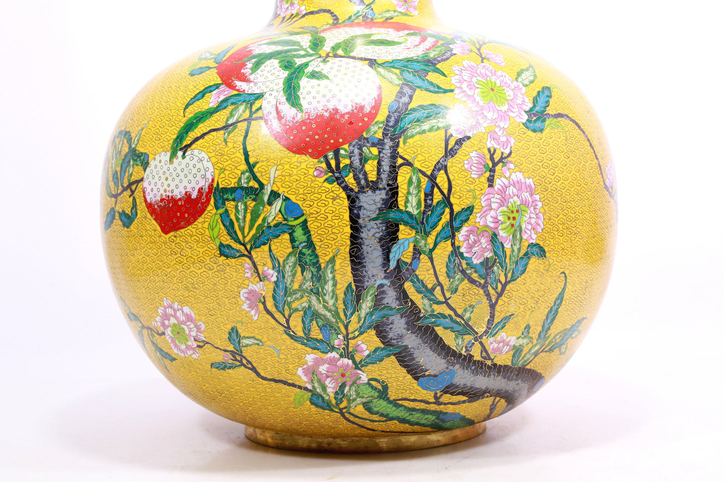 A cloisonné peach pattern bottle