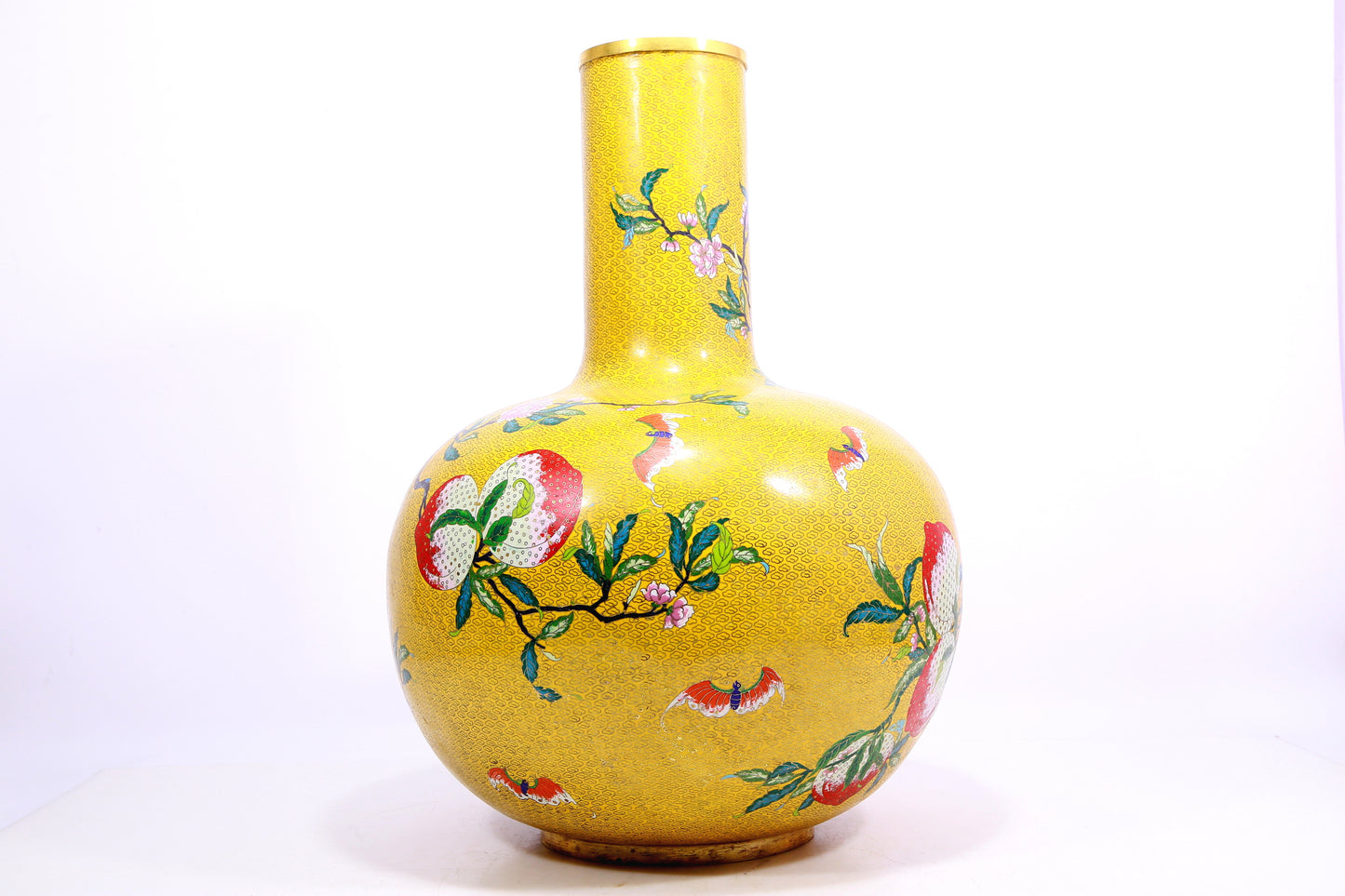 A cloisonné peach pattern bottle