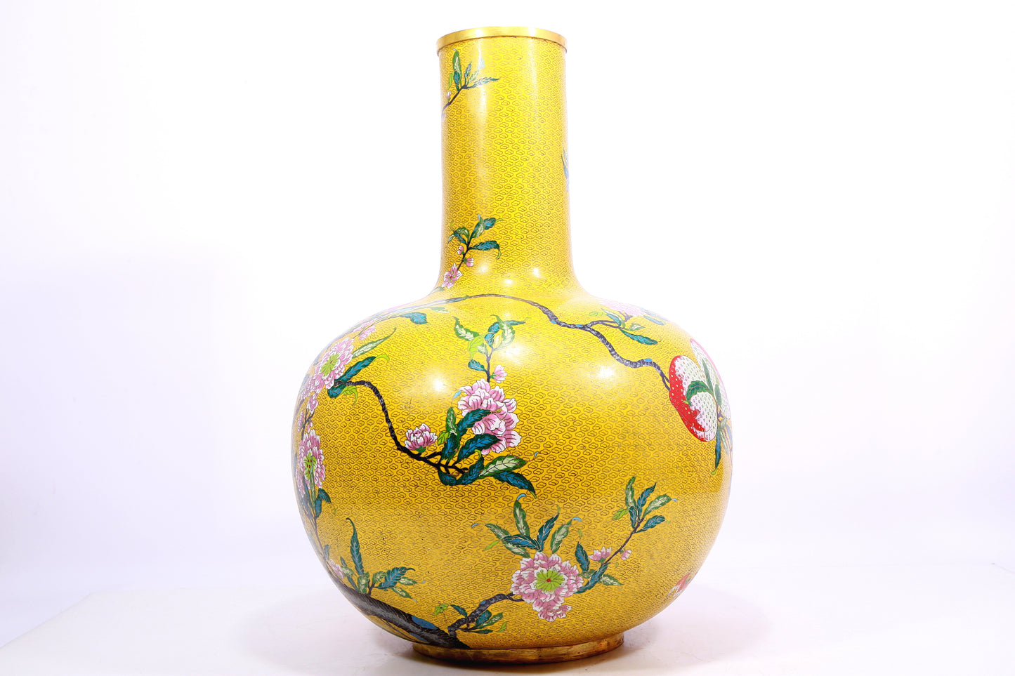 A cloisonné peach pattern bottle