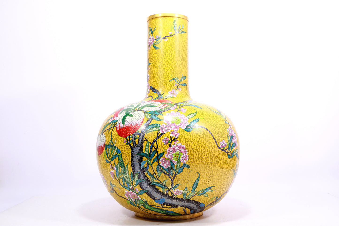 A cloisonné peach pattern bottle