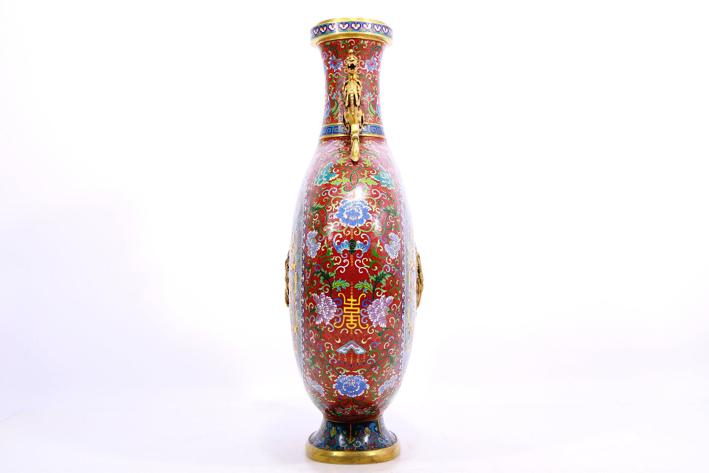 A Gorgeous Cloisonne 'Scrolling Lotus& Dragon' Moonflask