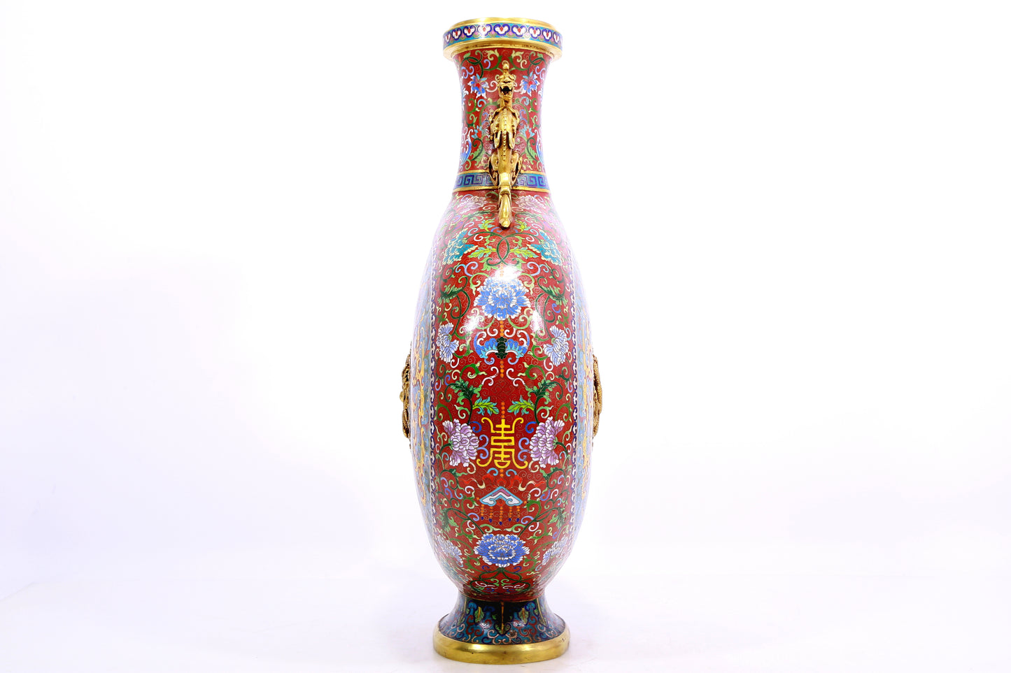 A Gorgeous Cloisonne 'Scrolling Lotus& Dragon' Moonflask