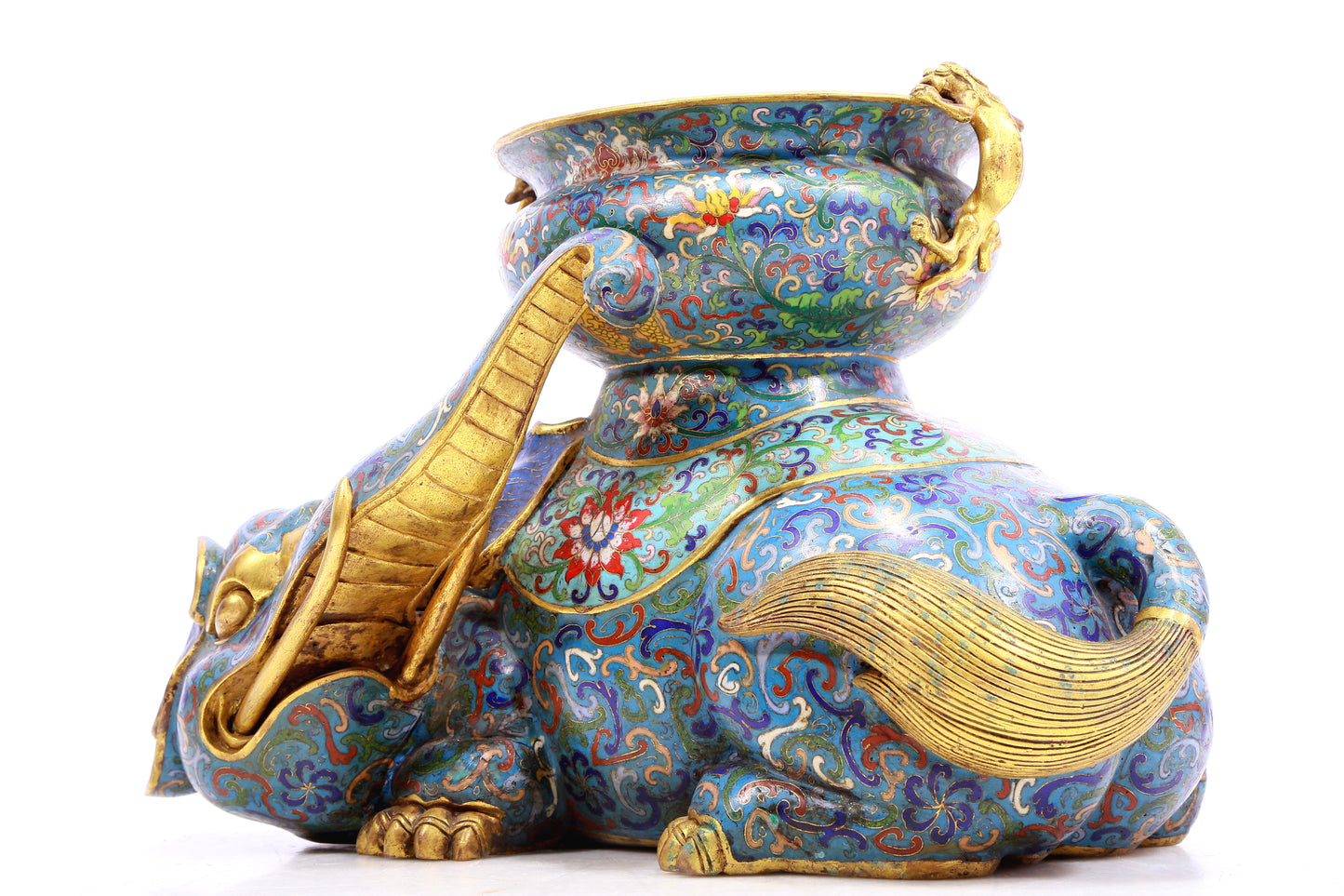 A pair of cloisonné elephant ornaments