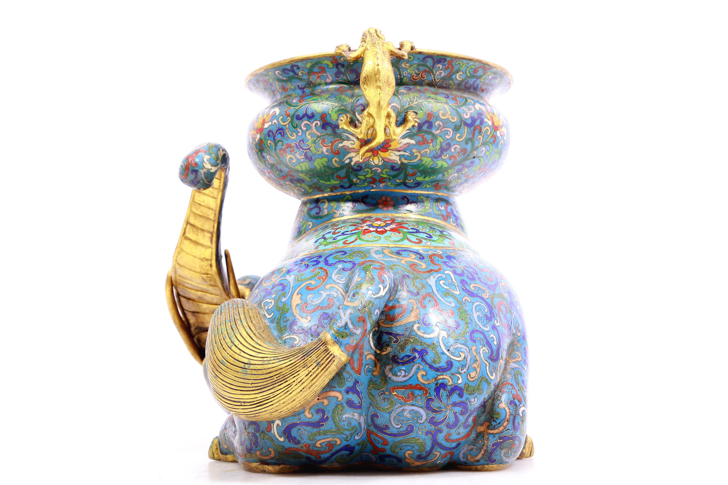 A pair of cloisonné elephant ornaments