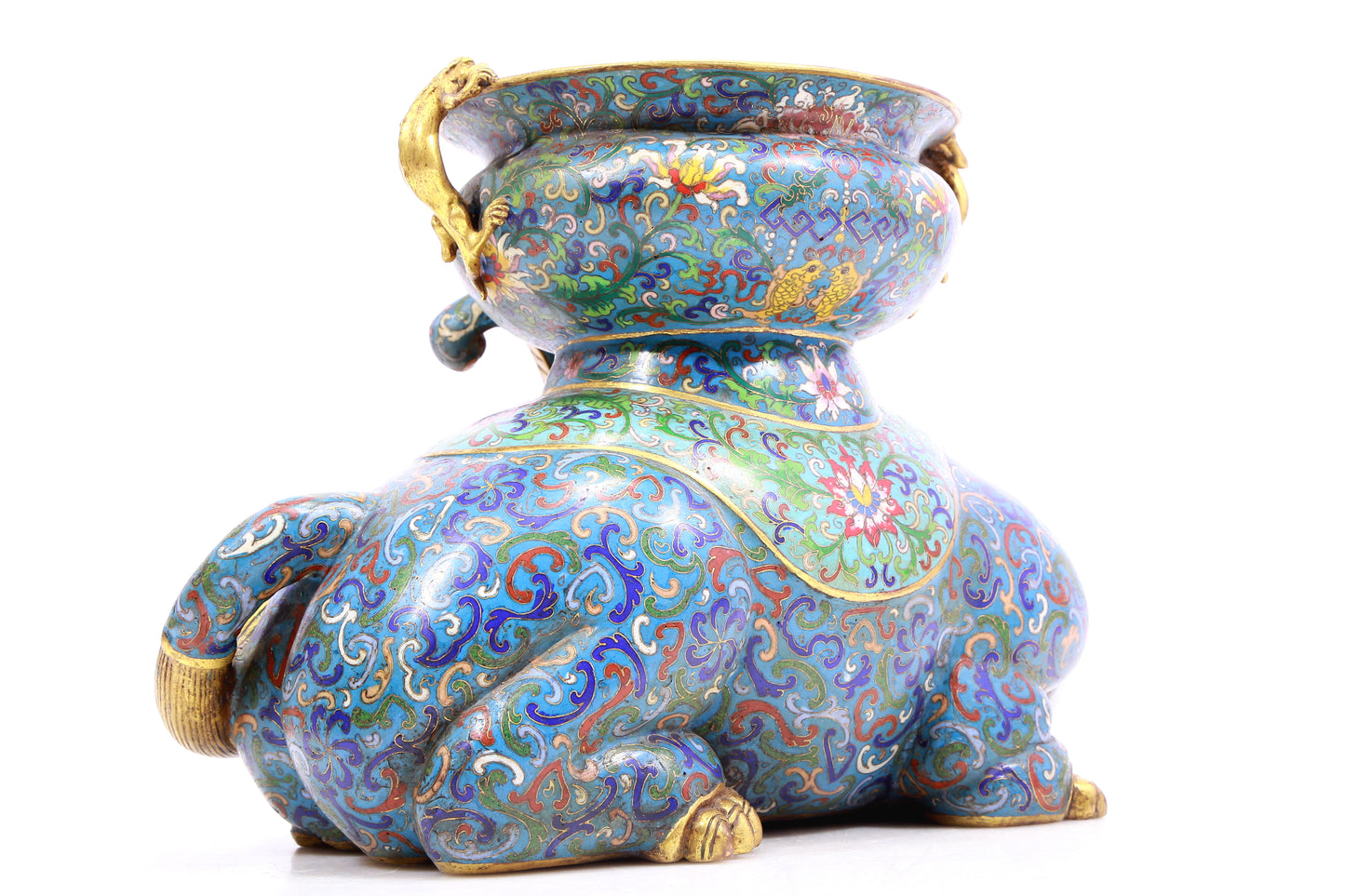 A pair of cloisonné elephant ornaments