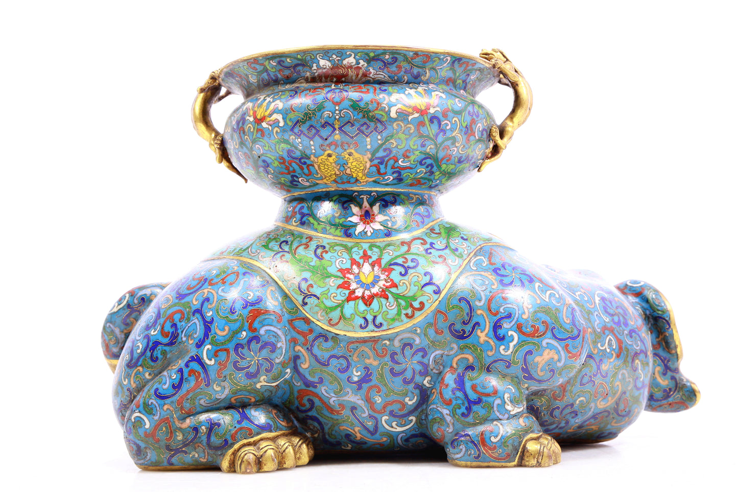 A pair of cloisonné elephant ornaments