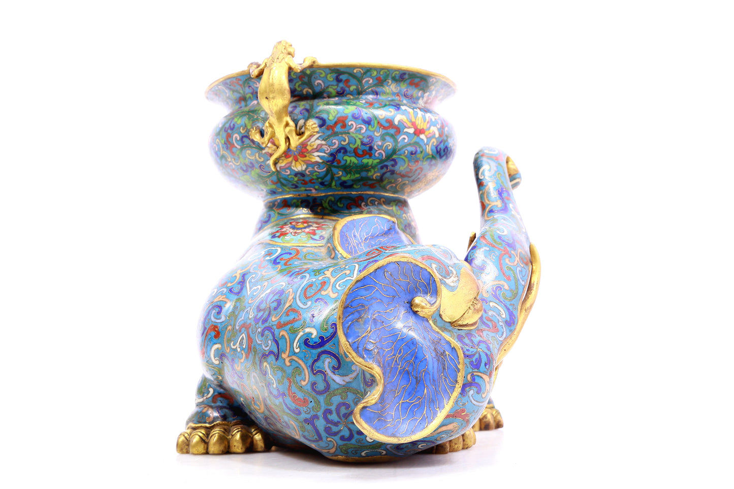 A pair of cloisonné elephant ornaments