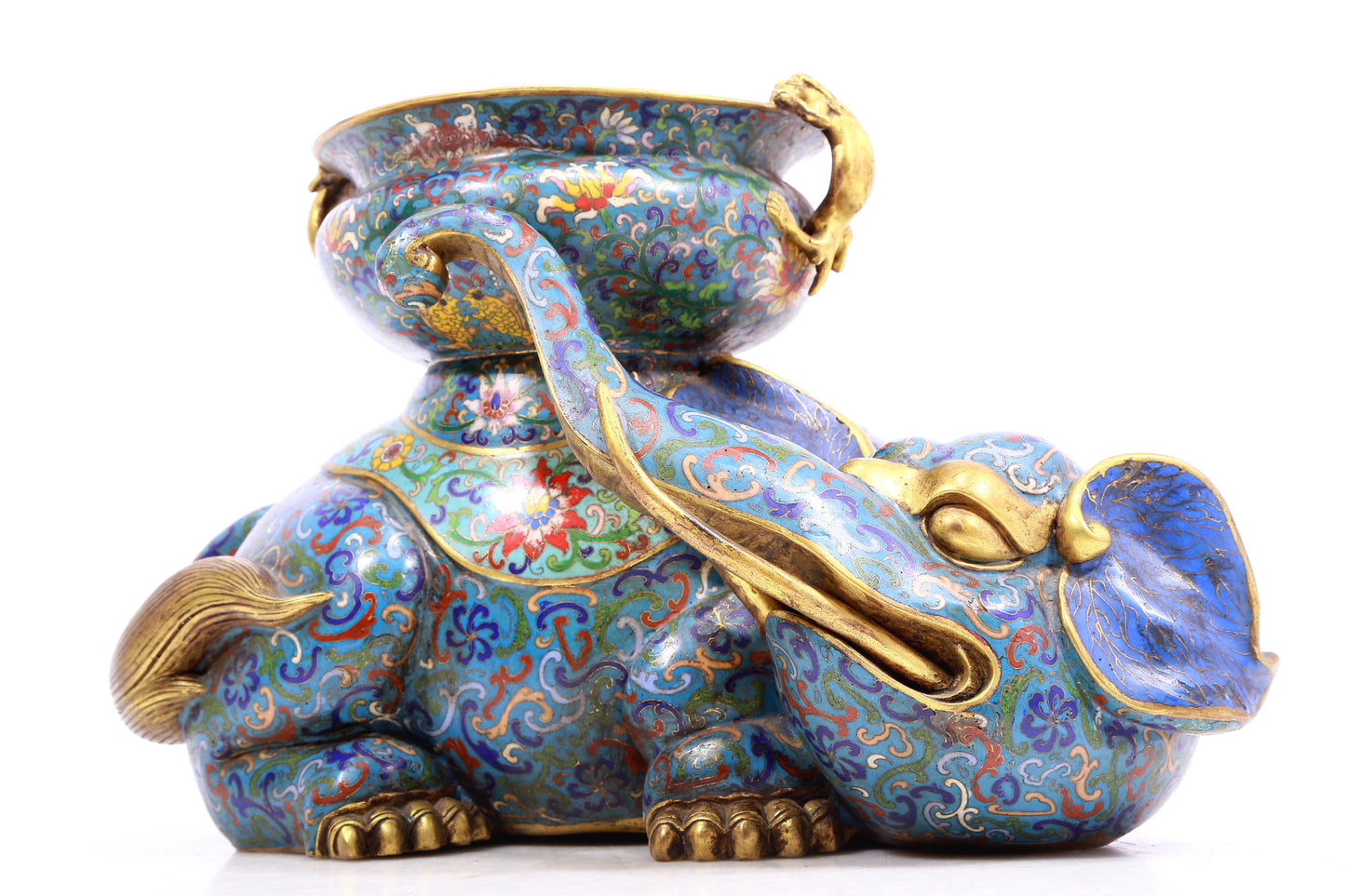 A pair of cloisonné elephant ornaments