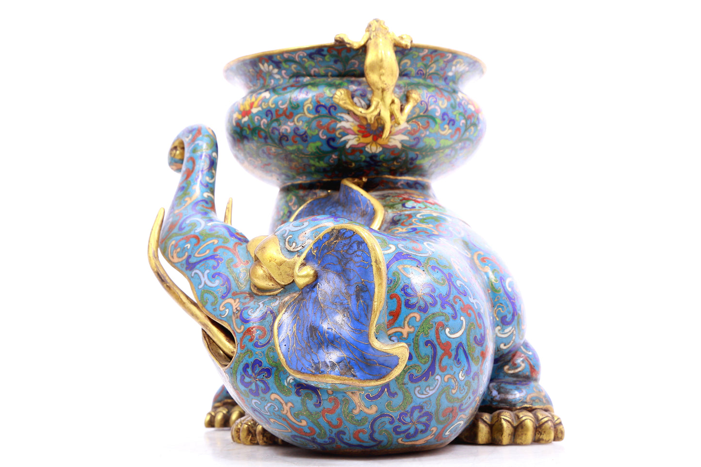 A pair of cloisonné elephant ornaments