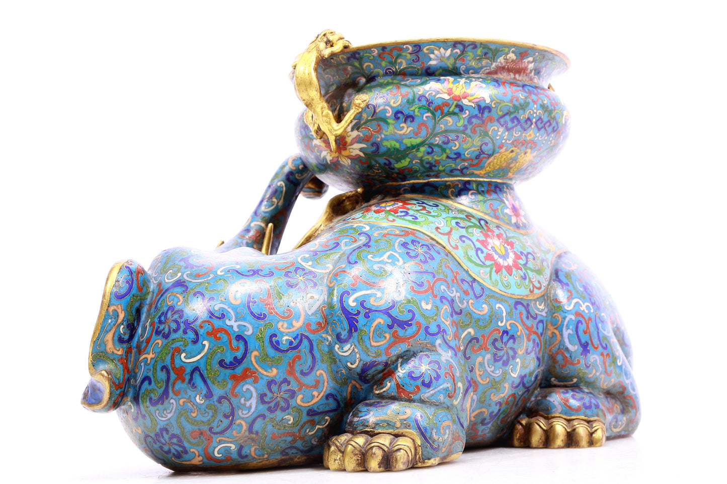 A pair of cloisonné elephant ornaments