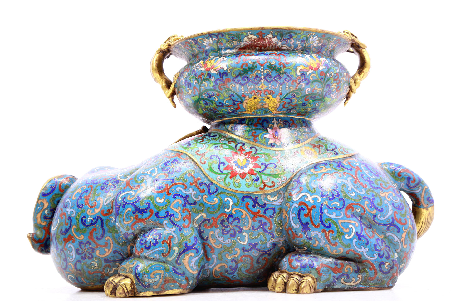 A pair of cloisonné elephant ornaments