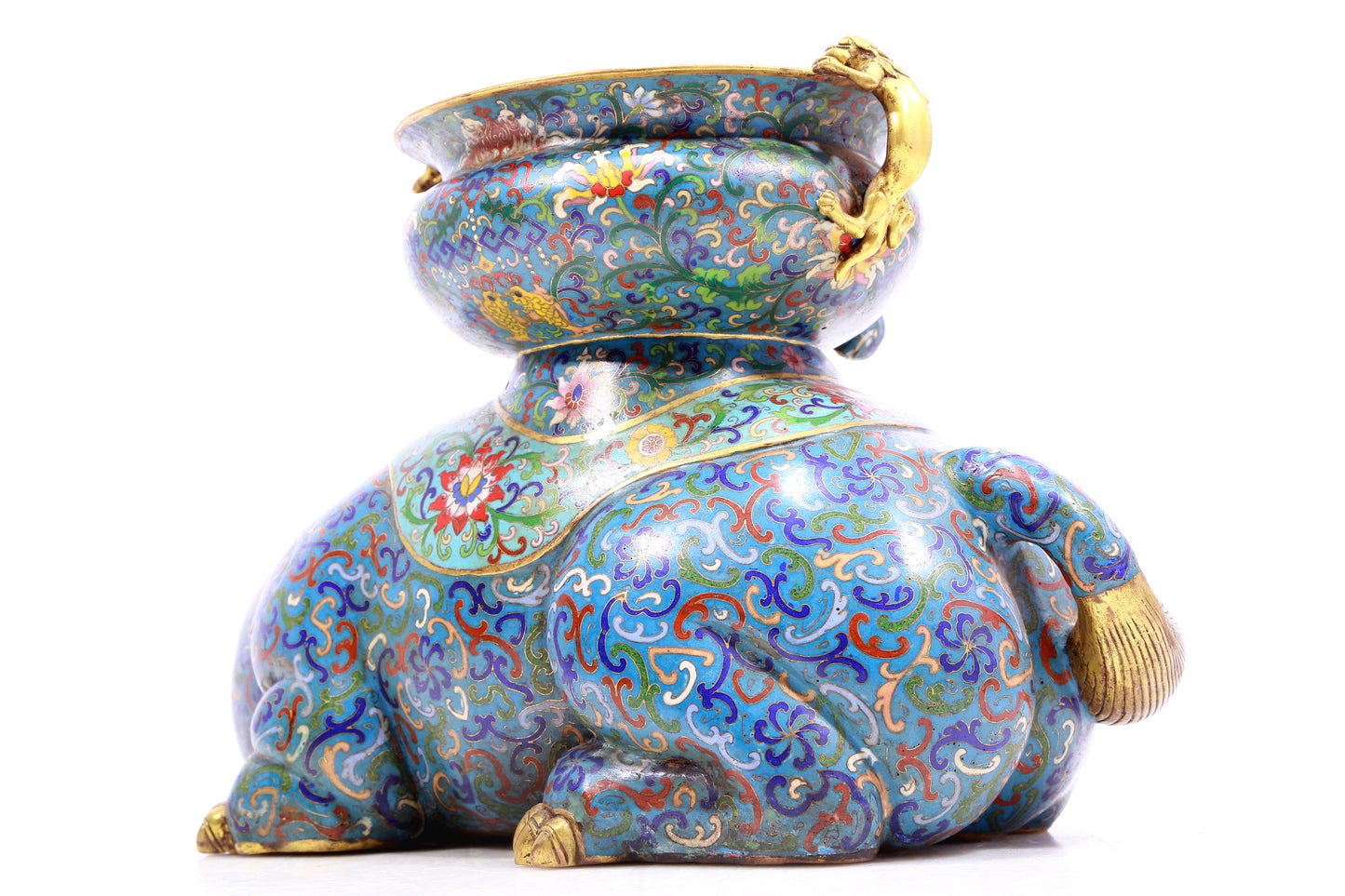 A pair of cloisonné elephant ornaments