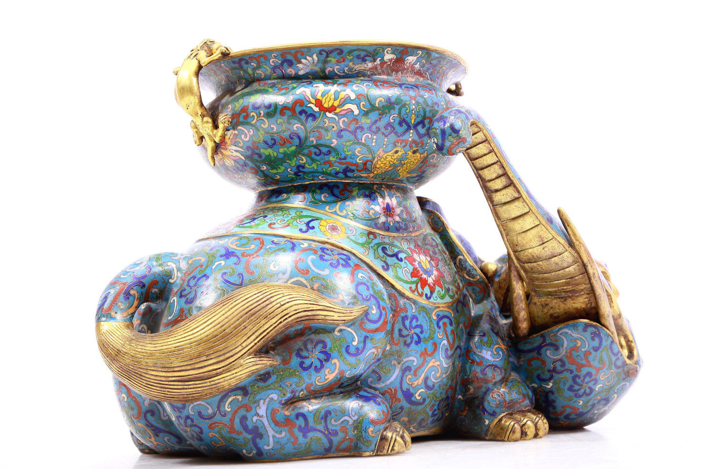 A pair of cloisonné elephant ornaments