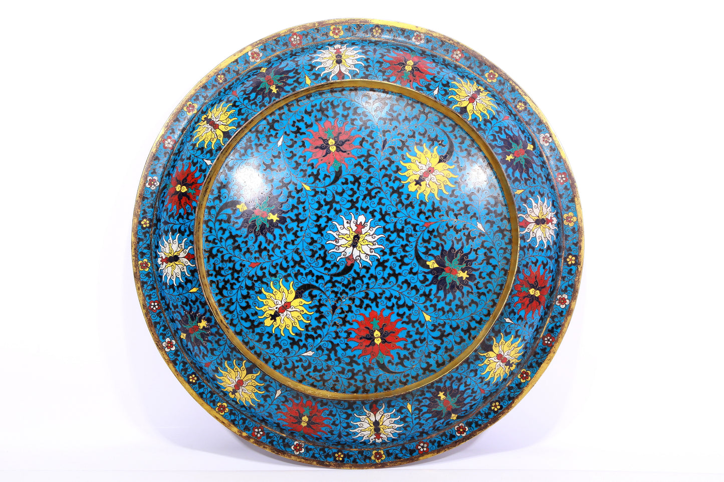 cloisonné 'dragon and phoenix' plate