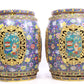 Pair of cloisonné 'Flower and Lion' pattern stools