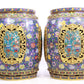 Pair of cloisonné 'Flower and Lion' pattern stools