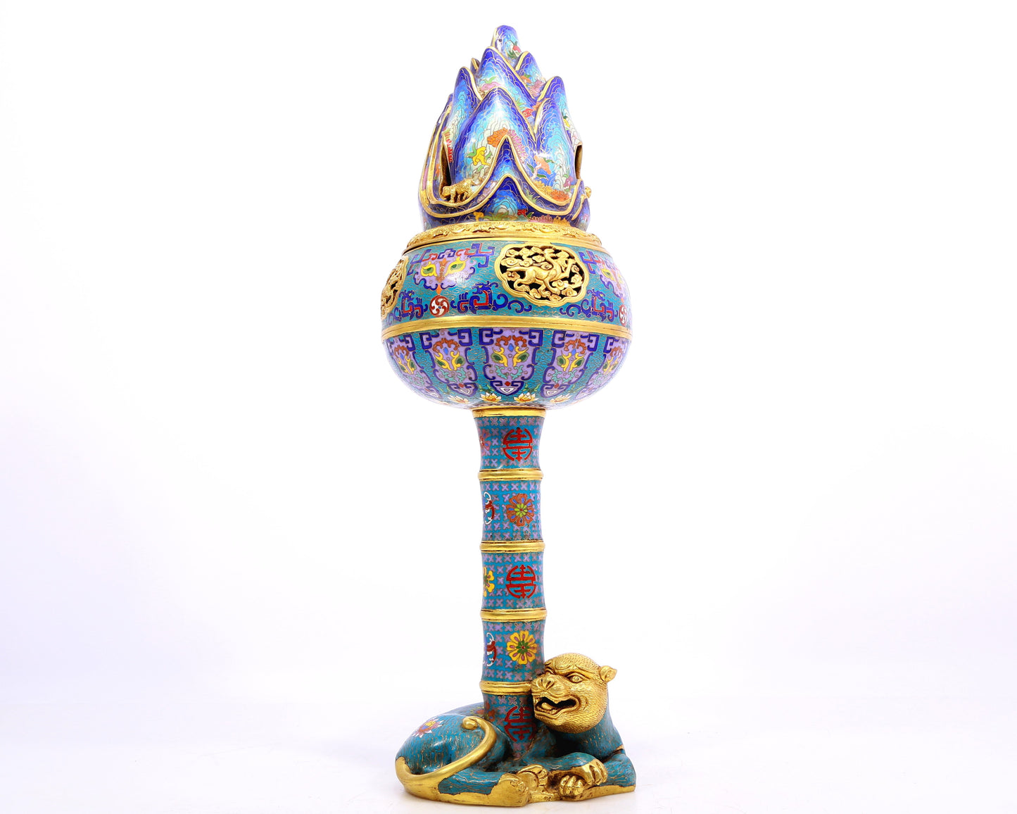 A Gorgeous Cloisonne 'Auspicious Beast& Cloud' Censer