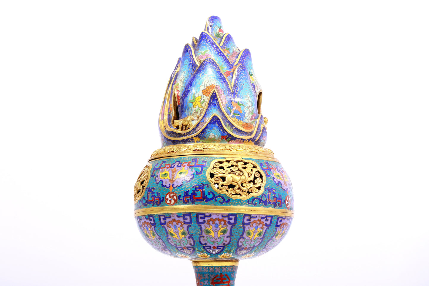 A Gorgeous Cloisonne 'Auspicious Beast& Cloud' Censer