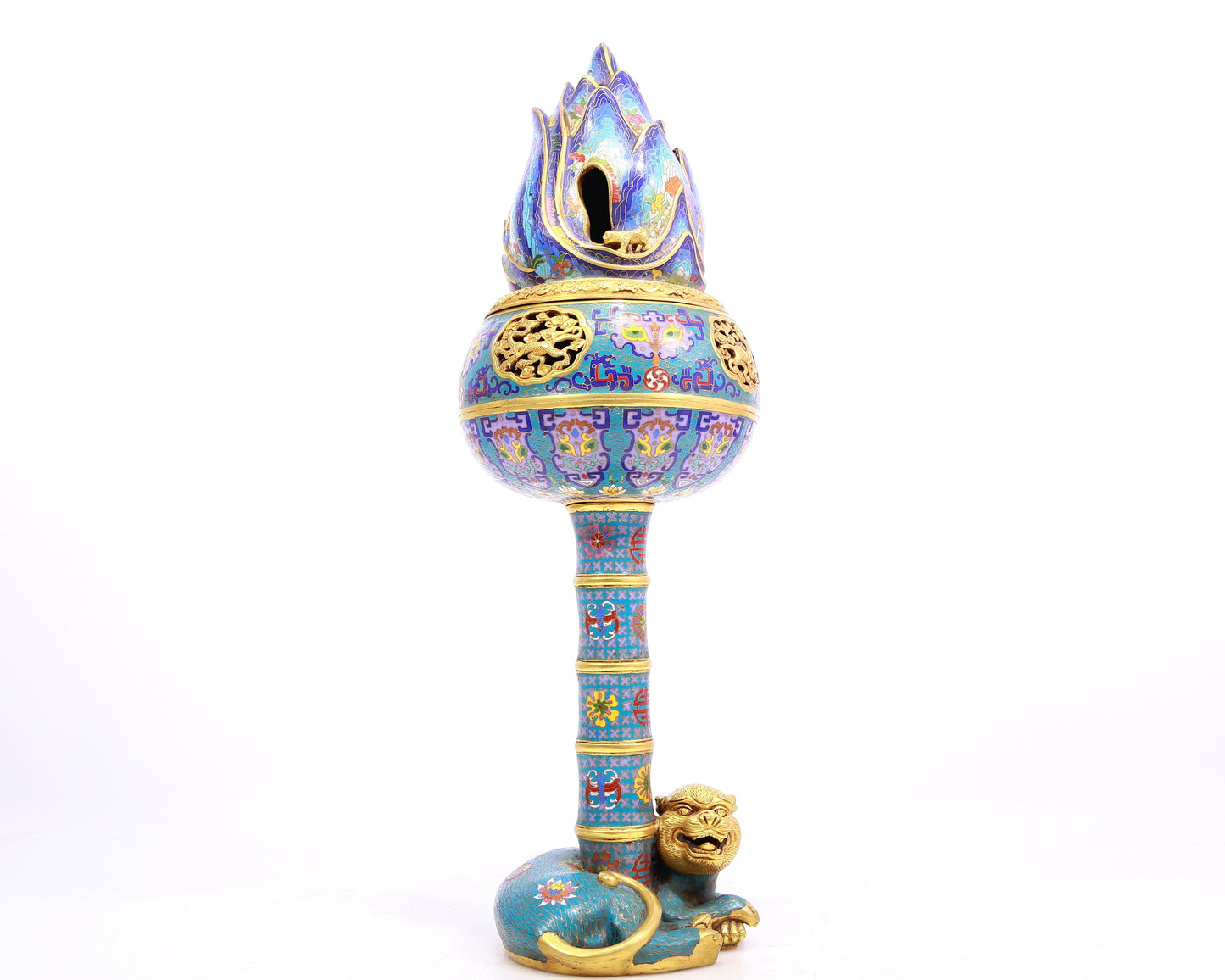 A Gorgeous Cloisonne 'Auspicious Beast& Cloud' Censer