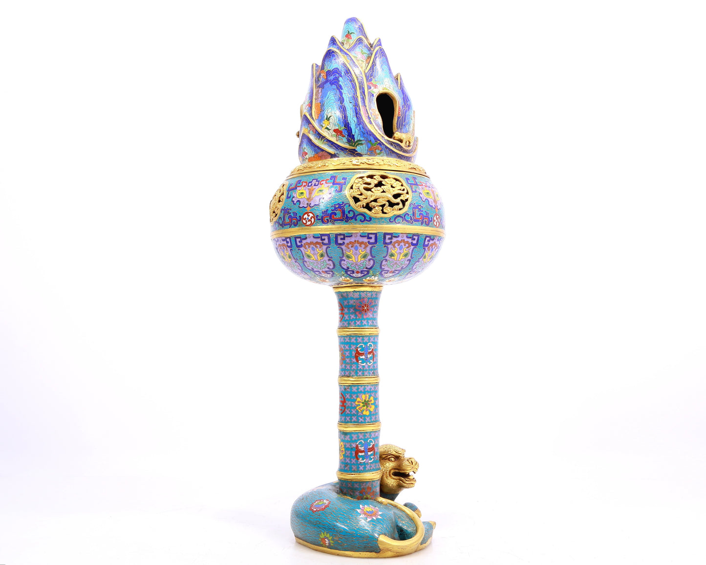 A Gorgeous Cloisonne 'Auspicious Beast& Cloud' Censer