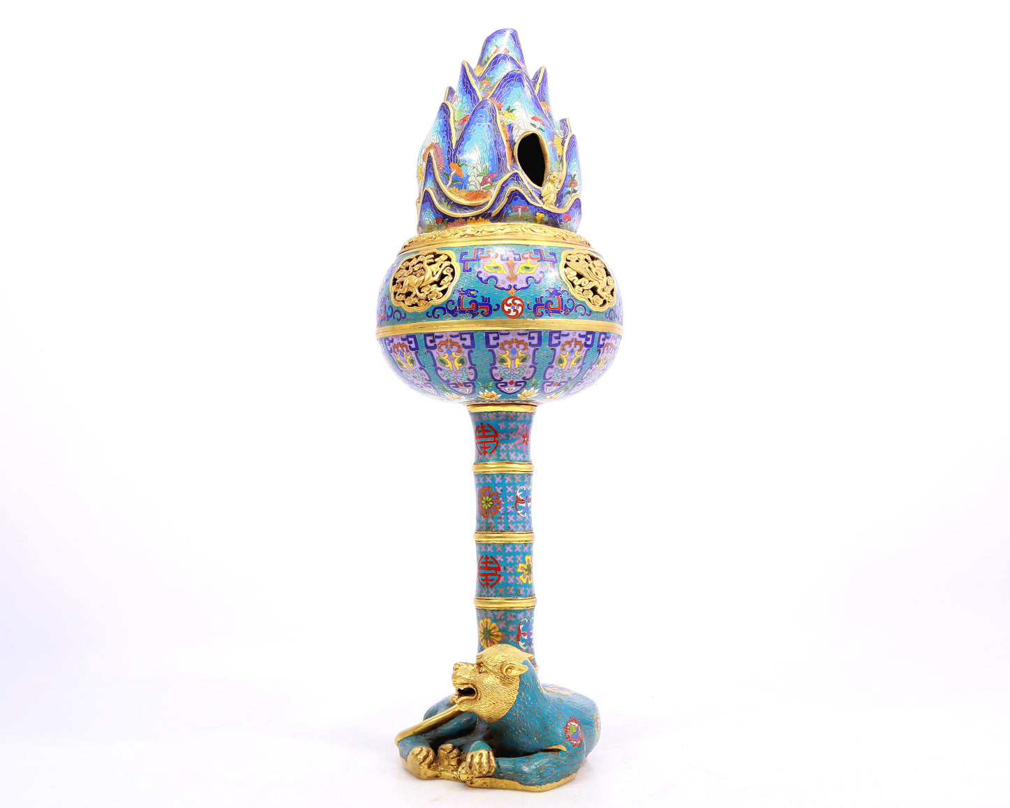 A Gorgeous Cloisonne 'Auspicious Beast& Cloud' Censer