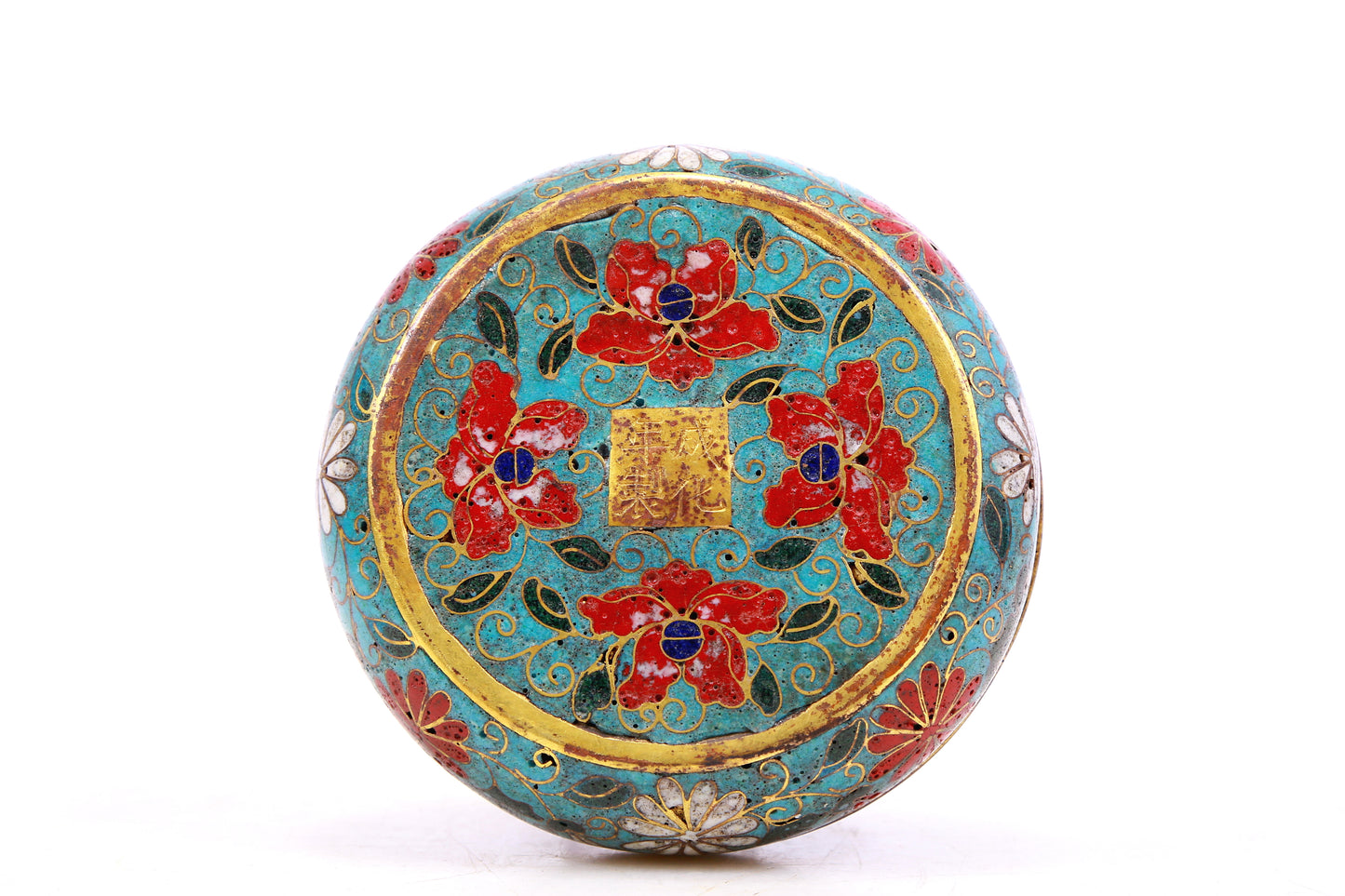 A cloisonné flower pattern box