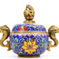 A cloisonné tangled lotus pattern dragon ear censer