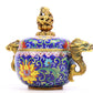 A cloisonné tangled lotus pattern dragon ear censer