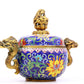 A cloisonné tangled lotus pattern dragon ear censer