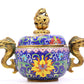 A cloisonné tangled lotus pattern dragon ear censer