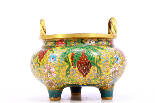 A Superb Cloisonne 'Grape' Tripod Censer