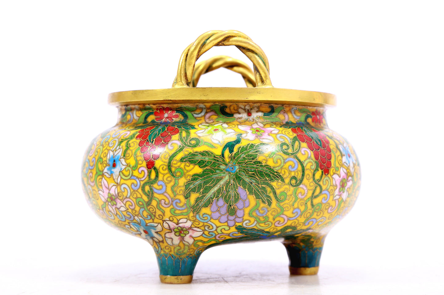 A Superb Cloisonne 'Grape' Tripod Censer