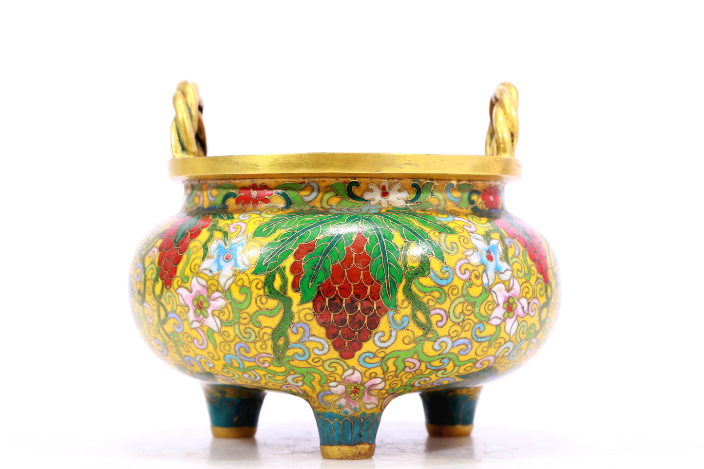 A Superb Cloisonne 'Grape' Tripod Censer